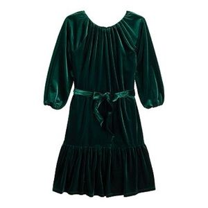 Draper James Green Velvet Long Sleeve Tiered Dress Size XS NWT